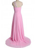 One Shoulder Chiffon Beads Long Prom Dress 